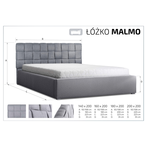 Łóżko tapicerowane Malmo